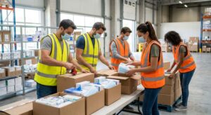 Wolontariusze pracujący na rzecz wsparcia dla szpitali